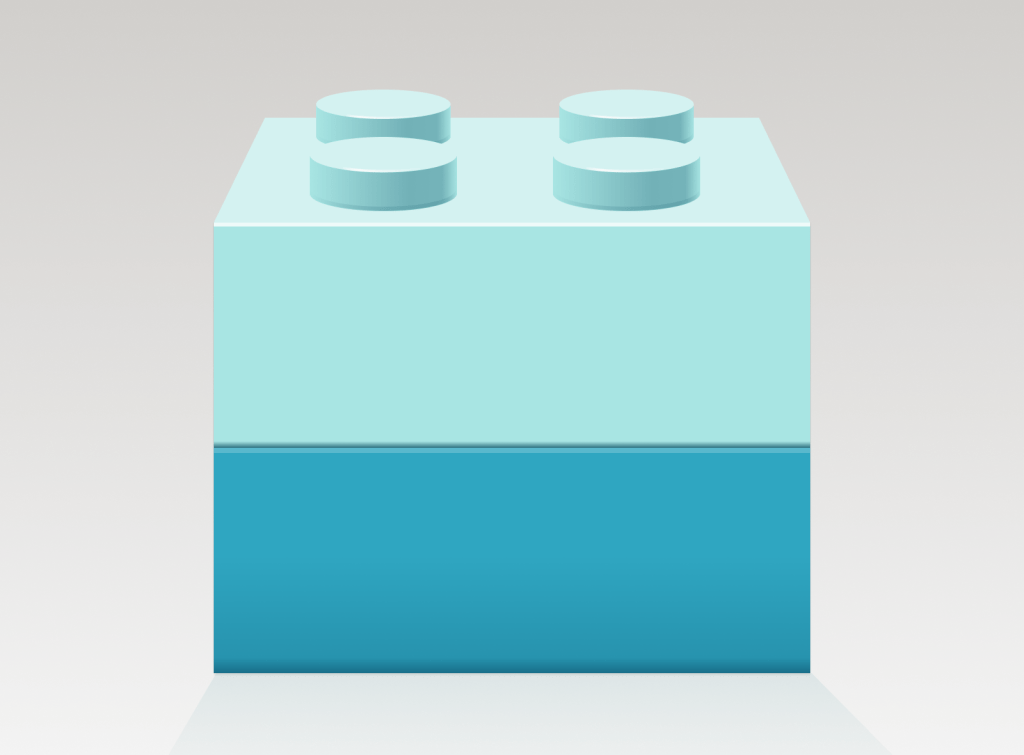 Two legos stacked on top of each other.